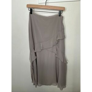 Wilfred Vineyard Chiffon Ruffle Midi Skirt | 4 in Grey